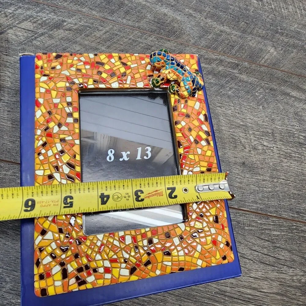 Barcino Designs Colorful Mosaic Gecko Lizard Picture Frame 5.75